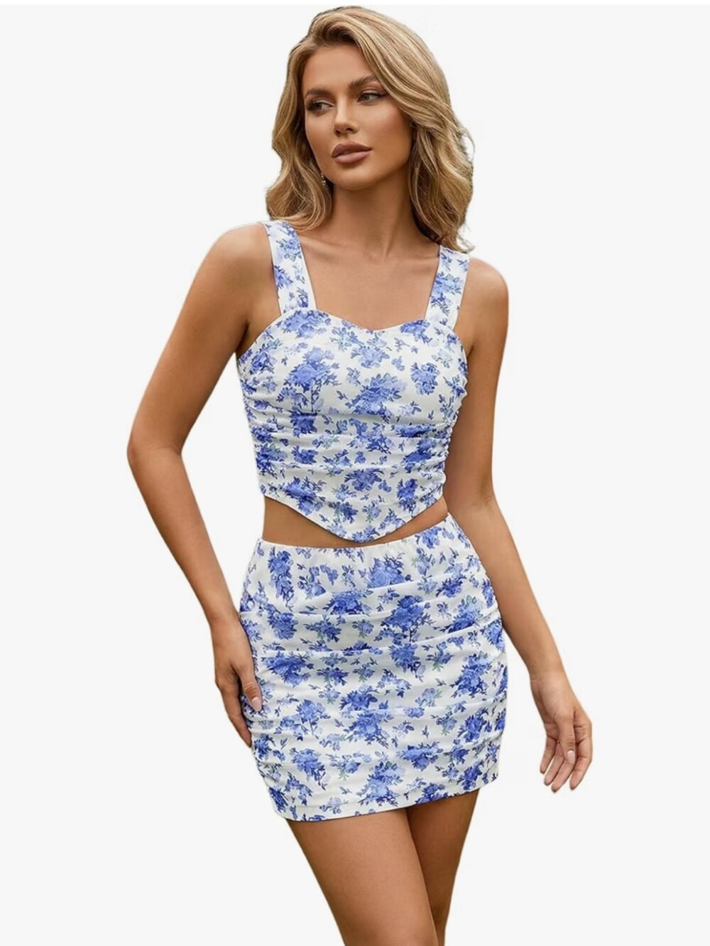 Floral Blue and White Mini Skirt - Women's Summer Skirt